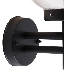 Zewnetrzna Zewnętrzny Kinkiet / Lampa scienna czarny z przezroczystym szkłem z czujnikiem ruchu - Sfera Oswietlenie zewnetrzne