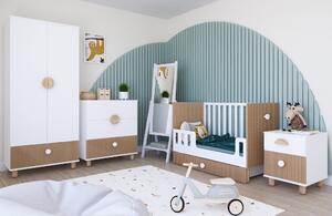 Zestaw mebli niemowlęcych Cozy LOFT Baby biały – łóżeczko, komoda, szafa, szafka