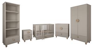 Zestaw mebli niemowlęcych Cozy LOFT Baby kaszmir - szafa, regał, komoda, łóżeczko, szafka nocna