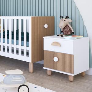Szafka nocna LOFT z dwiema szufladami – 57 cm - Biała