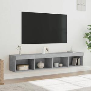 Szafki TV, z LED, 2 szt., szarość betonu, 80x30x30 cm