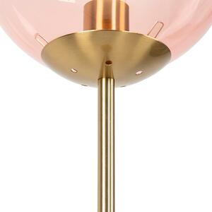 Lampa podłogowa art deco mosiądz różowe szkło - Pallon Oswietlenie wewnetrzne