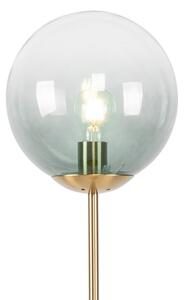 Lampa podłogowa art deco mosiądz zielone szkło - Pallon Oswietlenie wewnetrzne