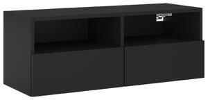 Ścienna szafka TV, czarna, 80x30x30 cm, materiał drewnopochodny
