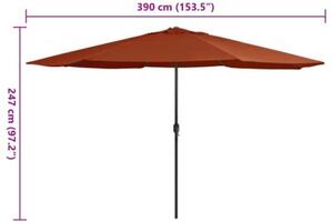 Parasol ogrodowy na metalowym słupku, 390 cm, terakota