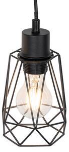 Rustykalna lampa wisząca czarna drewno 3-źródła światła - Dami Frame Oswietlenie wewnetrzne