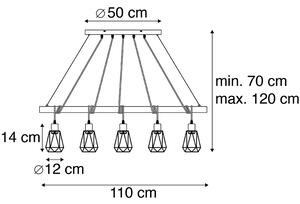 Rustykalna lampa wisząca czarna drewno 5-źródła światła - Dami Frame Oswietlenie wewnetrzne