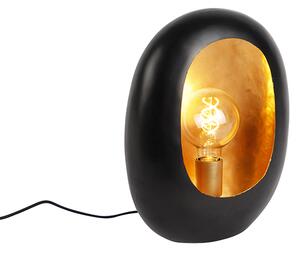 Designerska lampa stołowa czarna ze złotym wnętrzem 36 cm - Cova Oswietlenie wewnetrzne