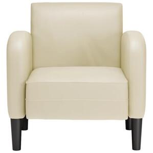 Sofa fotel z podÅokietnikami kremowy 54 cm skÃ³ra ekologiczna