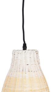 Wiejska lampa wisząca biała z drewnem 20 cm - Burn Rattan Oswietlenie wewnetrzne