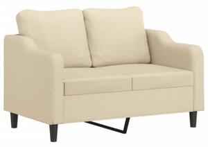 Sofa 2-osobowa z poduszkami, kremowa, 120 cm, tkanina