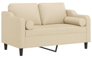 Sofa 2-osobowa z poduszkami, kremowa, 120 cm, tkanina
