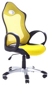 Krzesło biurowe fotel z regulacją wysokości obrotowe żółte iChair Beliani