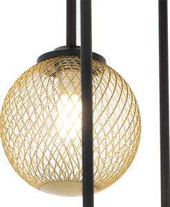 Plafon / Lampy sufitowe art deco czarny klosz złoty 9-źródeł światła - Athens Wire Oswietlenie wewnetrzne