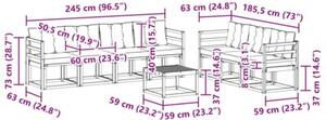 Zestaw mebli ogrodowych z litego drewna akacjowego z poduszkami, modularny, nowoczesny design