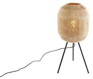Orientalna lampa stołowa czarna ze sznurkiem - Riki Oswietlenie wewnetrzne