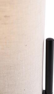 Designerska lampa stołowa czarna klosz lniany szary - Rich Oswietlenie wewnetrzne