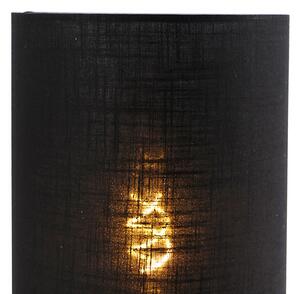 Designerska lampa stołowa czarna klosz lniany czarny - Rich Oswietlenie wewnetrzne