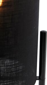 Designerska lampa stołowa czarna klosz lniany czarny - Rich Oswietlenie wewnetrzne