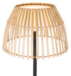 Zewnetrzna Wiejska lampa podłogowa czarna z bambusem i diodami LED - Kaiser Oswietlenie zewnetrzne