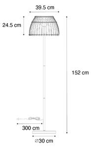 Zewnetrzna Wiejska lampa podłogowa czarna z bambusem i diodami LED - Kaiser Oswietlenie zewnetrzne