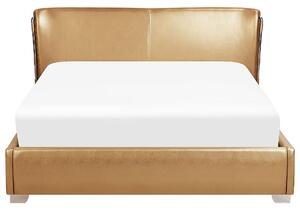 Podwójna rama łóżka skóra złota zakrzywiony zagłówek 180 x 200 cm glam Paris Beliani