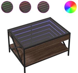 Stolik kawowy z LED infinity, brÄ zowy dÄ b, 70x50x38 cm