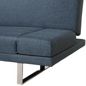 Sofa rozkładana 3-osobowa kanapa regulowane podłokietniki welurowa niebieska York Beliani