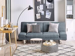 Sofa rozkładana 3-osobowa kanapa regulowane podłokietniki welurowa niebieska York Beliani