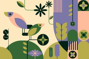 Ilustracja Forest in geometric abstract shapes, Sanja Djordjevic