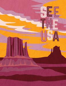 Ilustracja Usa travel poster design template Southwest, teddyandmia