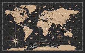 Mapa World Map Vintage Black Golden Detailed - Vector, dikobraziy