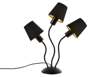 Designerska lampa stołowa czarna 3-punktowa z zaślepkami zaciskowymi - Wimme Oswietlenie wewnetrzne