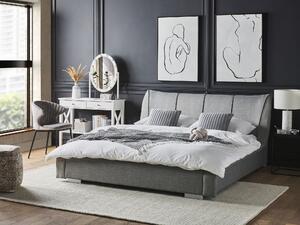 Nowoczesne łóżko tapicerowane 180 x 200 cm wysoki zagłówek szare Nantes Beliani