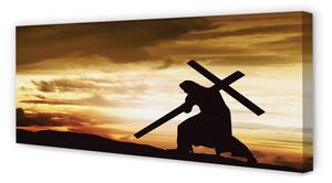 Obraz na płótnie Jezus krzyż zachód słońca