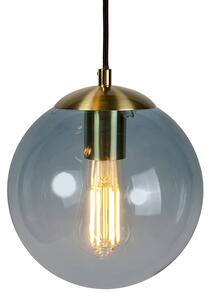 Lampa wisząca art deco mosiądz okrągła 3-źródła światła WiFi E27 ST64 niebieskie szkło - Pallon Oswietlenie wewnetrzne