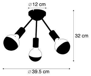 Lampa sufitowa czarna 3-punktowa z pół lustrem G95 - Sputnik Oswietlenie wewnetrzne