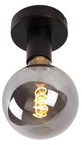 Designerska lampa sufitowa czarna ze szkłem dymnym G125 - Facile Oswietlenie wewnetrzne