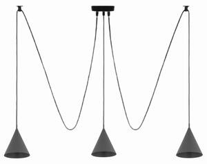 Lampa Pająk Stożek M 3 czarna – trzy klosze