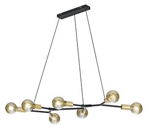 Designerska lampa wisząca czarna ze złotymi 7 lampkami - Dirk Oswietlenie wewnetrzne