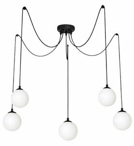 Lampa Pająk 5 ramion z szklanymi kloszami