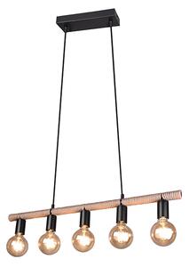 Wiejska lampa wisząca czarna 5-punktowa ze sznurkiem - Wilma Oswietlenie wewnetrzne