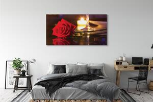 Obraz na płótnie Róża świeczka kieliszek