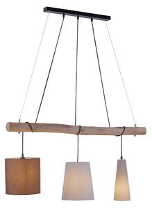 Wiejska lampa wisząca brązowa z drewnem 3-punktowa - Vinnie Oswietlenie wewnetrzne