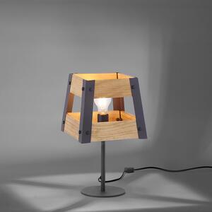 Industrialna lampa stołowa czarna z drewnem - Crate Oswietlenie wewnetrzne