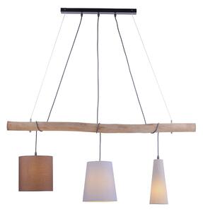 Wiejska lampa wisząca brązowa z drewnem 3-punktowa - Vinnie Oswietlenie wewnetrzne