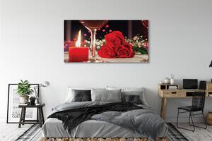 Obraz na płótnie Róże świeczka kieliszek