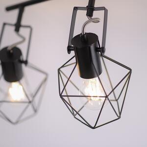 Przemysłowa lampa sufitowa czarna z drewnem 4-punktowa - Sven Oswietlenie wewnetrzne