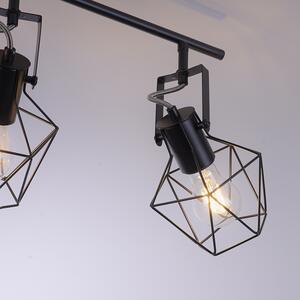 Przemysłowa lampa sufitowa czarna z drewnem 4-punktowa - Sven Oswietlenie wewnetrzne