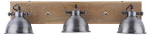 Przemysłowa lampa sufitowa ze stali i drewna 3-punktowa - Samia Oswietlenie wewnetrzne